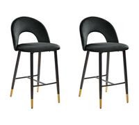 Set of 2 Bar Chairs FALTON Velvet Black