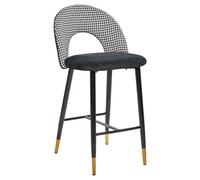 Set of 2 Bar Chairs FALTON Velvet Black/ White