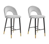 Set of 2 Bar Chairs FALTON Velvet Grey