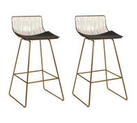 Beliani Set Of 2 Bar Chairs Fredonia Metal Gold