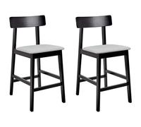 Beliani Set Of 2 Bar Chairs Isanti Wood Black/ Grey