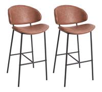 Beliani Set Of 2 Bar Chairs Kiana Faux Leather Brown