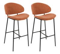 Beliani Set Of 2 Bar Chairs Kiana Orange