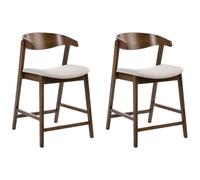 Beliani Set Of 2 Bar Chairs Lilly Brown/ Beige