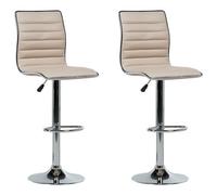 Beliani Set Of 2 Bar Chairs Lucerne Swivel Faux Leather Light Beige