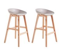 Beliani Set Of 2 Bar Chairs Micco Taupe