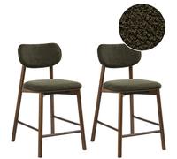 Beliani Set Of 2 Bar Chairs Mills Boucle Brown/ Green