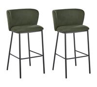 Beliani Set Of 2 Bar Chairs Mina Dark Green