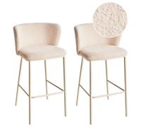 Beliani Set Of 2 Bar Chairs Mina Ii Boucle Light Beige
