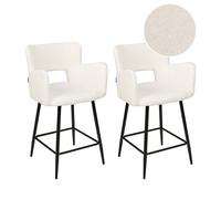 Beliani Set Of 2 Bar Chairs Sanilac Boucle Off-White