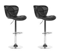 Beliani Set Of 2 Bar Chairs Valetta Swivel Faux Leather Black