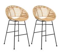 Beliani Set Of 2 Bar Chairs Windom Rattan Natural