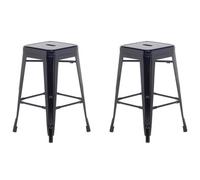 Beliani Set Of 2 Bar Stools Cabrillo Metal Black