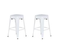 Beliani Set Of 2 Bar Stools Cabrillo Metal White