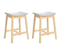 Beliani Set Of 2 Bar Stools Dixon Wood Light Brown/ Grey