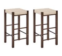 Beliani Set Of 2 Bar Stools Embrun Wood Dark Brown