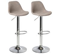 Set of 2 Bar Stools KAHLA Swivel Fabric Taupe