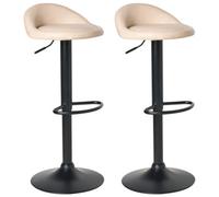 Set of 2 Bar Stools MEEDER Faux Leather Swivel Light Beige