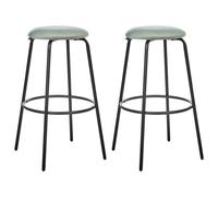 Beliani Set Of 2 Bar Stools Morton Velvet Mint Green