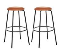 Set of 2 Bar Stools MORTON Velvet Orange