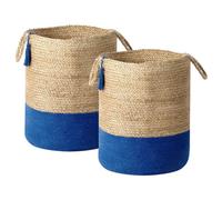 Beliani Set Of 2 Baskets Gajar Jute Navy Blue