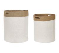 Set of 2 Cotton Baskets White and Beige KARDH