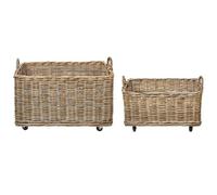 Beliani Set Of 2 Baskets Kitim With Wheels Rattan Natural