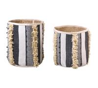 Set of 2 Cotton Baskets Beige and Grey KOTKAI