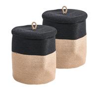 Beliani Set Of 2 Baskets Silopi Cotton Black/ Beige