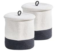 Beliani Set Of 2 Baskets Silopi Cotton White/ Dark Grey