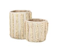 Beliani Set Of 2 Beige Cotton Storage Baskets, 40 Cm And 45 Cm.