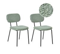 Beliani Set Of 2 Chairs Adair Boucle Light Green