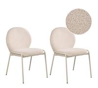 Beliani Set Of 2 Chairs Ellie Boucle Light Beige