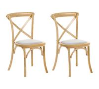 Beliani Set Of 2 Chairs Lyons Wood Light Brown/ Beige