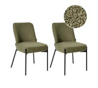 Beliani Set Of 2 Chairs Malin Boucle Dark Green