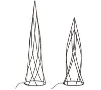 Set of 2 Christmas Decorations LED NEIDEN Christmas Tree 52/38 cm Silver