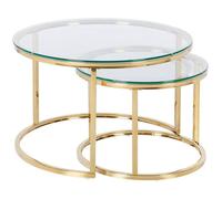 Beliani Set Of 2 Coffee Tables Grange Tempered Glass Gold