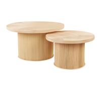 Set of 2 Coffee Tables ILIOS Rattan Natural
