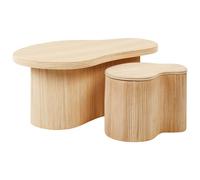 Beliani Set of 2 Coffee Tables SALANTI Rattan Natural
