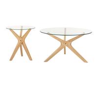 Beliani Set Of 2 Coffee Tables Valley Tempered Glass Light Brown