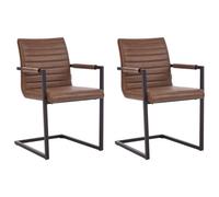 Beliani Set Of 2 Conference Chairs Buford Faux Leather Brown
