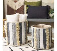 Beliani Set Of 2 Cotton Storage Baskets Beige-Grey 40 X 45 Cm
