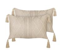 Beliani Set Of 2 Decorative Cushions Caesia Cotton 30 X 50 Cm Beige Solid