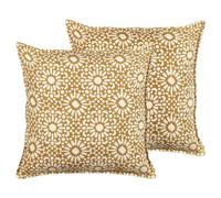 Set of 2 Decorative Cushions CEIBA Cotton 45 x 45 cm Beige Geometric Pattern