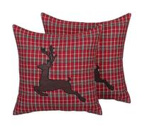 Beliani Set Of 2 Cushions Comet 45 X 45 Cm Checked Dark Red