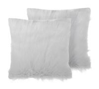 Set of 2 Decorative Cushions DAISY Faux Fur 45 x 45 cm Light Beige Solid