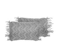 Set of 2 Decorative Cushions KIRIKKALE Cotton 30 x 45 cm Grey Geometric Pattern