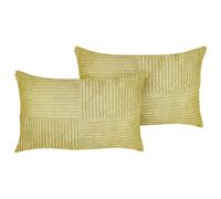 Set of 2 Decorative Cushions MILLET Corduroy 30 x 50 cm Olive Green Geometric Pattern