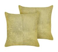 Set of 2 Decorative Cushions MILLET Corduroy 43 x 43 cm Olive Green Geometric Pattern