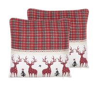 Beliani Set Of 2 Cushions Robbie 45 X 45 Cm Animal Red